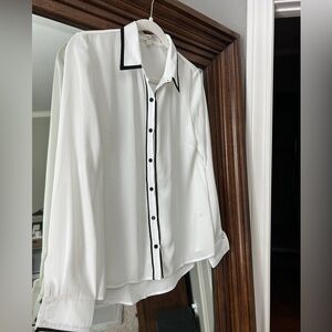 White button down, black detail, good condition, size small